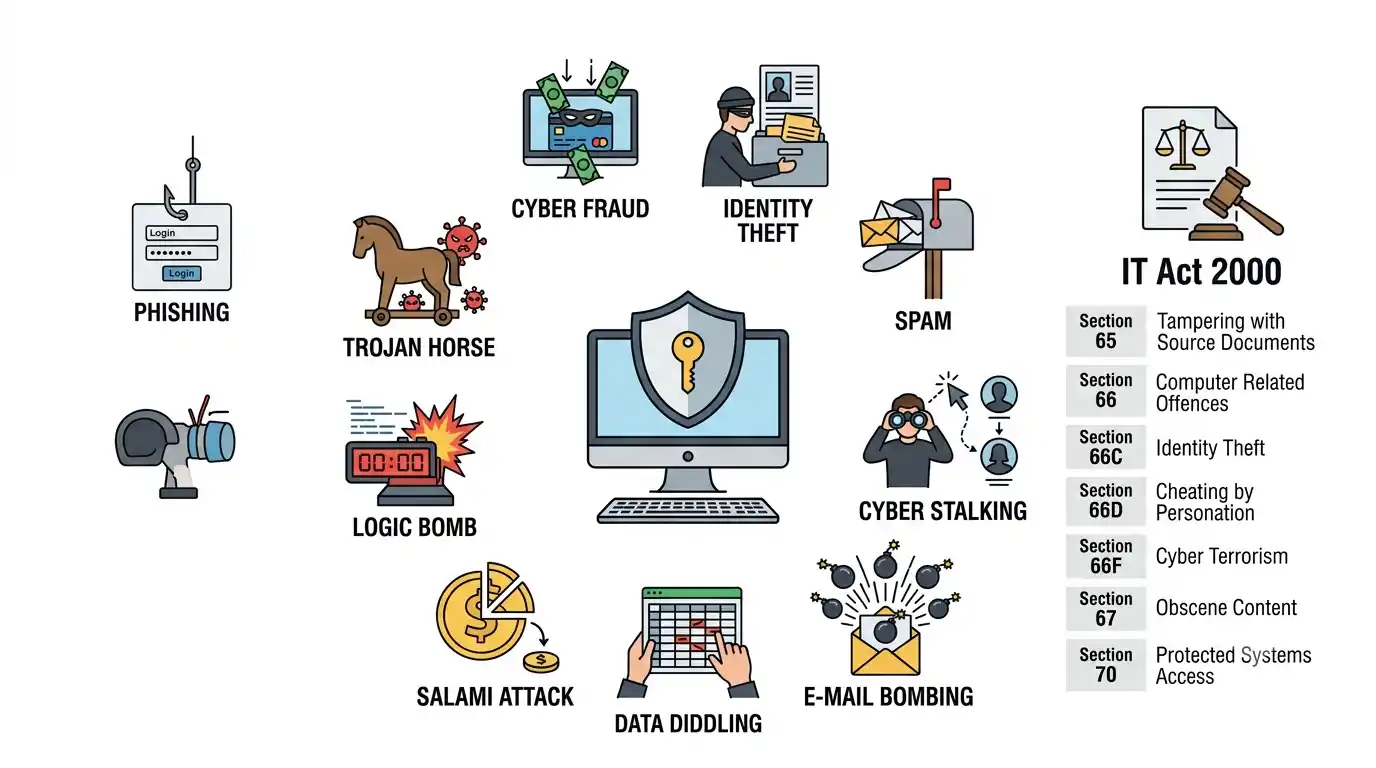Cyber Crime के प्रमुख प्रकार और Cyber Law