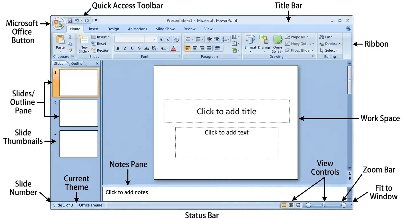 MS PowerPoint में Slide Layout, Text Box और Formatting