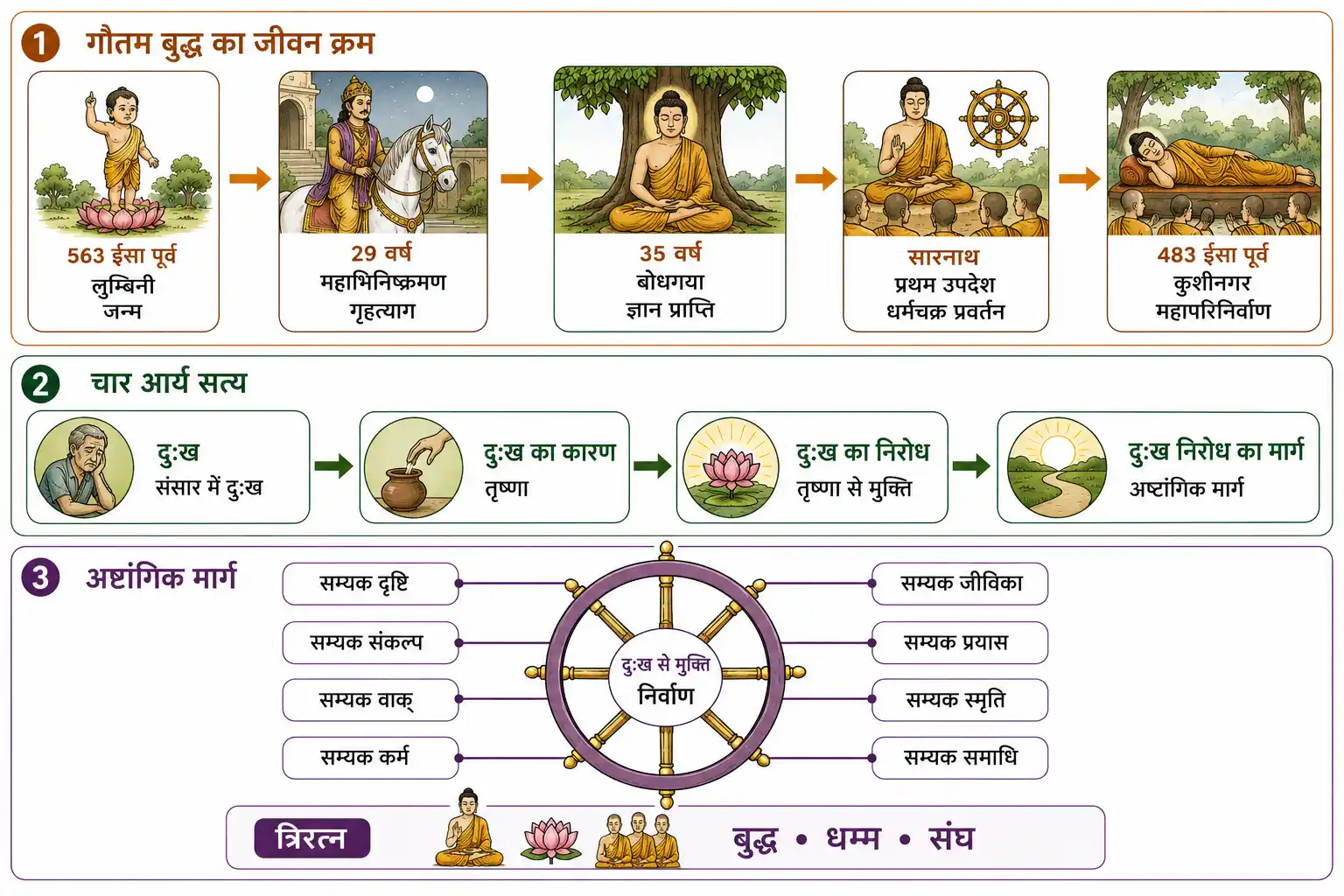 गौतम बुद्ध का जीवन, चार आर्य सत्य और अष्टांगिक मार्ग