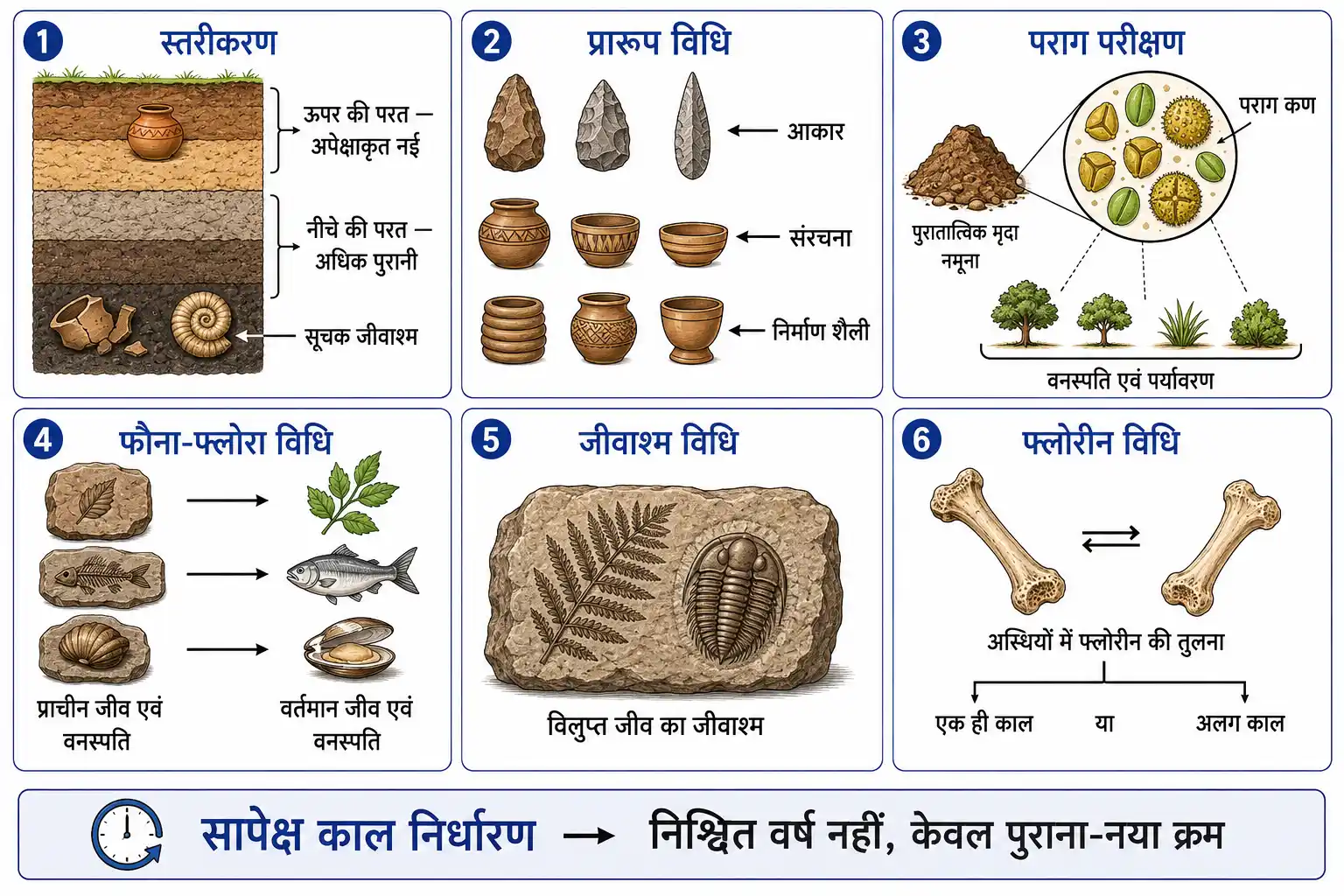 सापेक्ष काल निर्धारण की प्रमुख विधियाँ