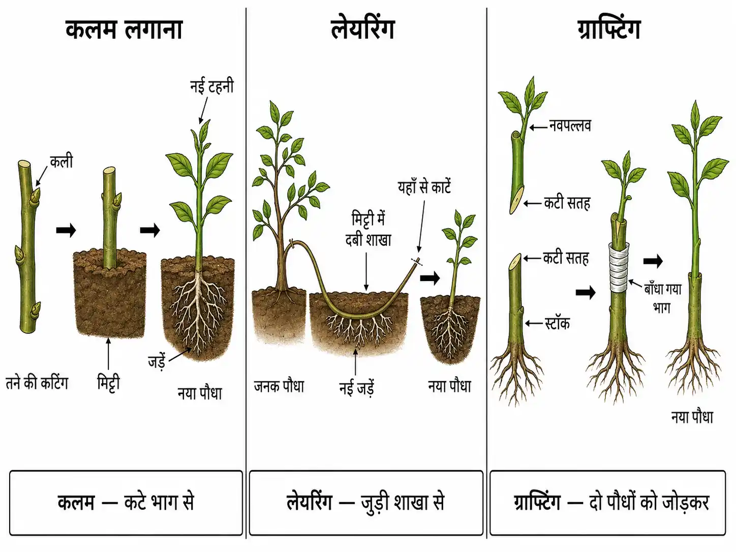 कलम लेयरिंग और ग्राफ्टिंग द्वारा कृत्रिम कायिक प्रजनन