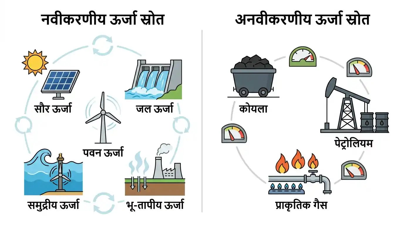 नवीकरणीय और अनवीकरणीय ऊर्जा स्रोत