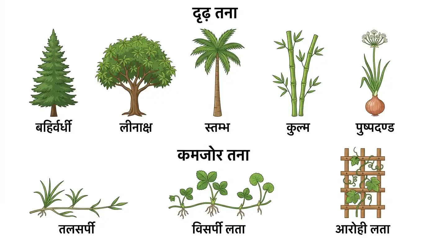 तने के दृढ़ और कमजोर प्रकार
