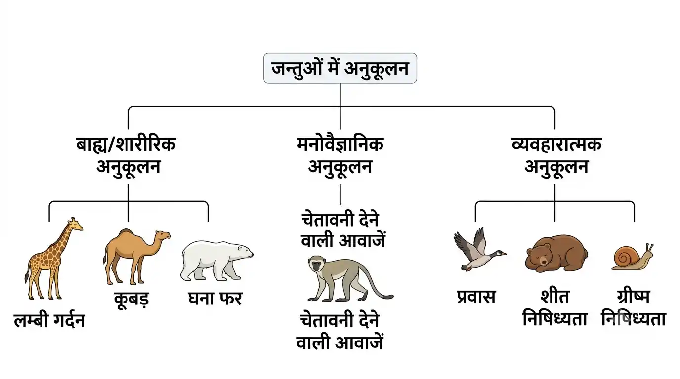 जन्तुओं में अनुकूलन के प्रकार