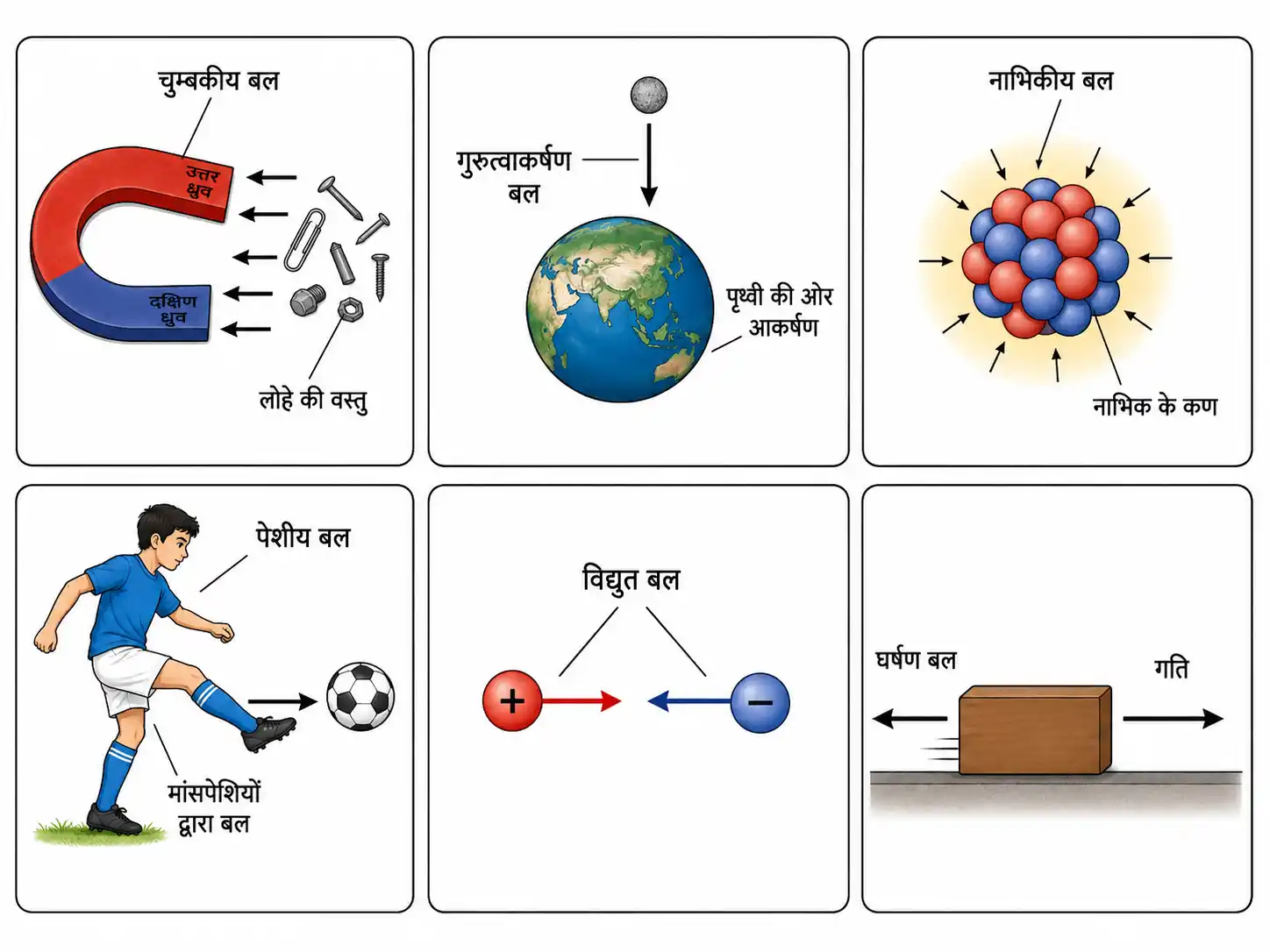 बल के विभिन्न प्रकार
