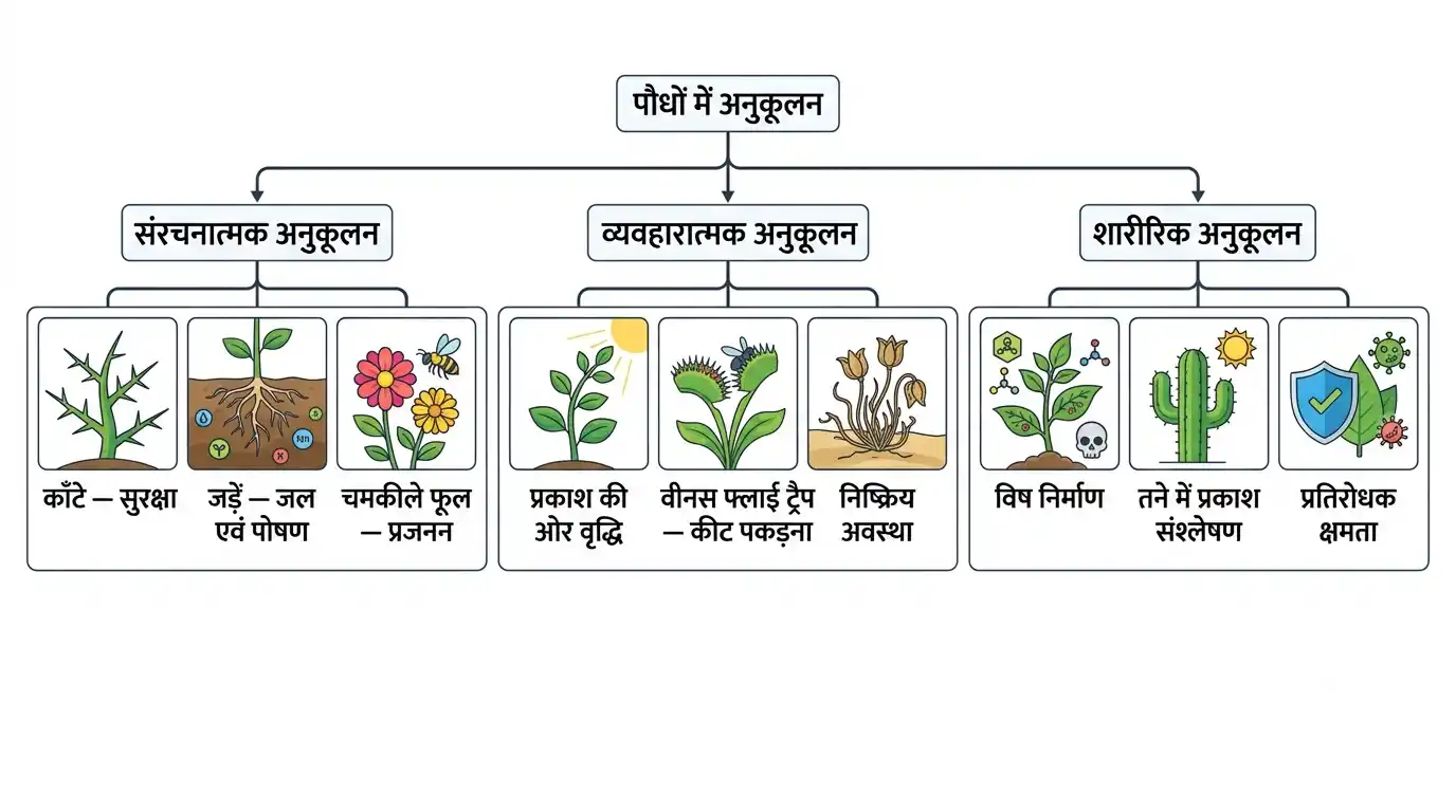 पौधों में अनुकूलन के प्रकार