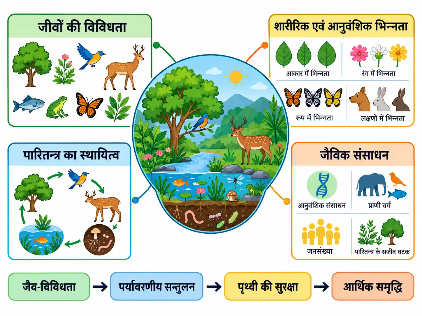 जैव-विविधता और उसके महत्त्व का चित्र