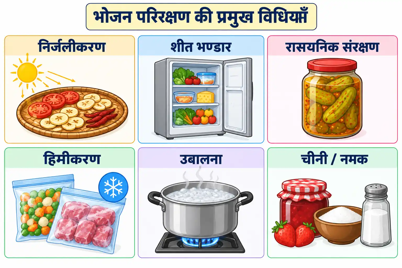 भोजन परिरक्षण की प्रमुख विधियाँ